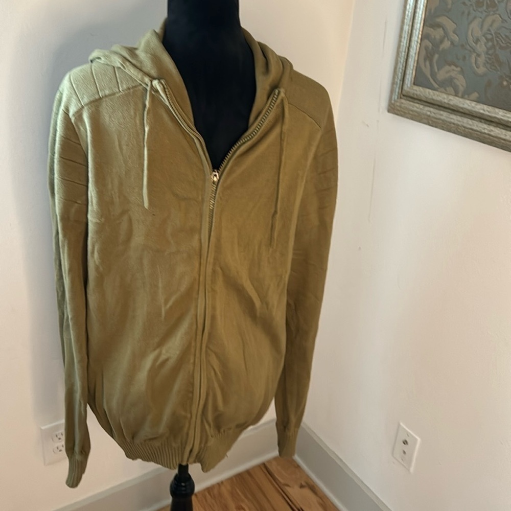 Thomas‎ Payne UK Collection olive green 100% Cotton zip up hoodie sweater Sz L